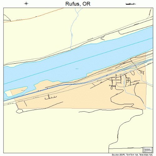 Large Street & Road Map of Rufus, Oregon OR Printed poster size wall