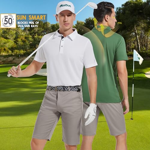 Image of Mens Golf Shirt Short Sleeve Moisture Wicking Dry Fit Performance Solid Pique Collared Golf Polo Shirts for Men