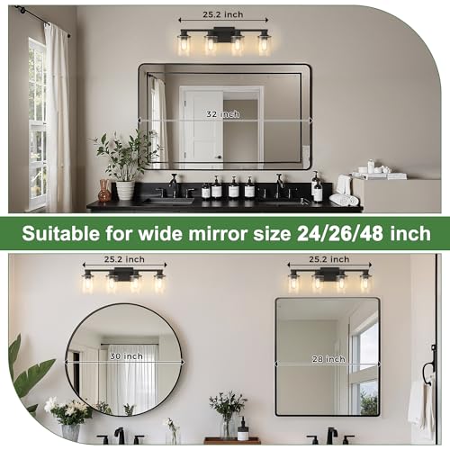 Image of DORESshop Bathroom Vanity Light Fixture Over Mirror Black with Gold Trim