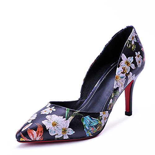 Chaussures pointues élégantes et talons aiguilles pour femmes chic en cuir imprimé