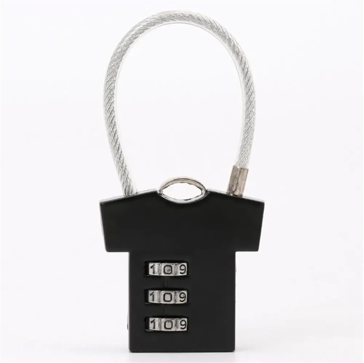 Creative T-Shirt Shape Password Lock Mini Cute Steel Wire Padlock for Suitcase Luggage Cupboard Cabinet Locker Security Lock 1Pcs(Black)