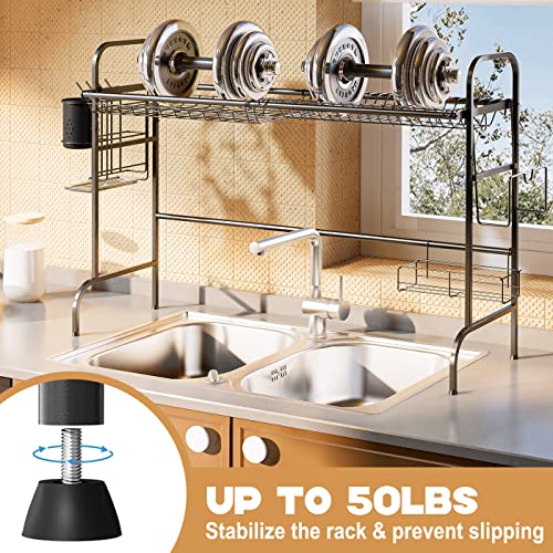 Yuanwe Over The Sink Dish Drying Rack, Large Dish Drying Rack With Durable Stainless Steel, Metal Dish Drying Rack For Kitchen Organizer Storage Space Saver, Black 33Inch #TOP4