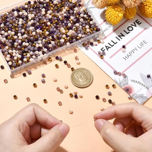 Stiesy 1000pcs/box Glass Faceted Beads Coffee Brown Color 4mm Rondelle Crystal Glass Beads Spacer Loose Beads Bulk Crafting Beads Supplies for DIY Earring Bracelet Necklace Jewellry Making - Image 4