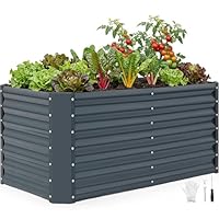 INNO STAGE Verzinkte Hochbeet-Bausätze, 120 x 60 x 53 cm – Hochbeete aus Metall für den Außenbereich, hohe, große Hochbeete aus Stahl für Gemüse und Blumen, Pflanzkästen für den Außenbereich – Grau