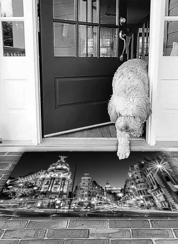 OHJEAJDS Tappeto Bagno - Tappeto multiuso antiscivolo per ingresso,cucina,camera,bagno,Soffice Tappeto Doccia,Raggi di semafori sulla Gran Via, la principale via dello shopping di Madrid di,50x80 cm