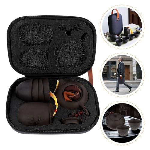 Juego de té portátil set de arcilla morada con estuche antichoque 7