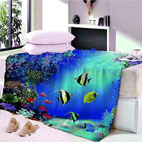 Couverture impression 3D douce au toucher motif océan microfibre - 3