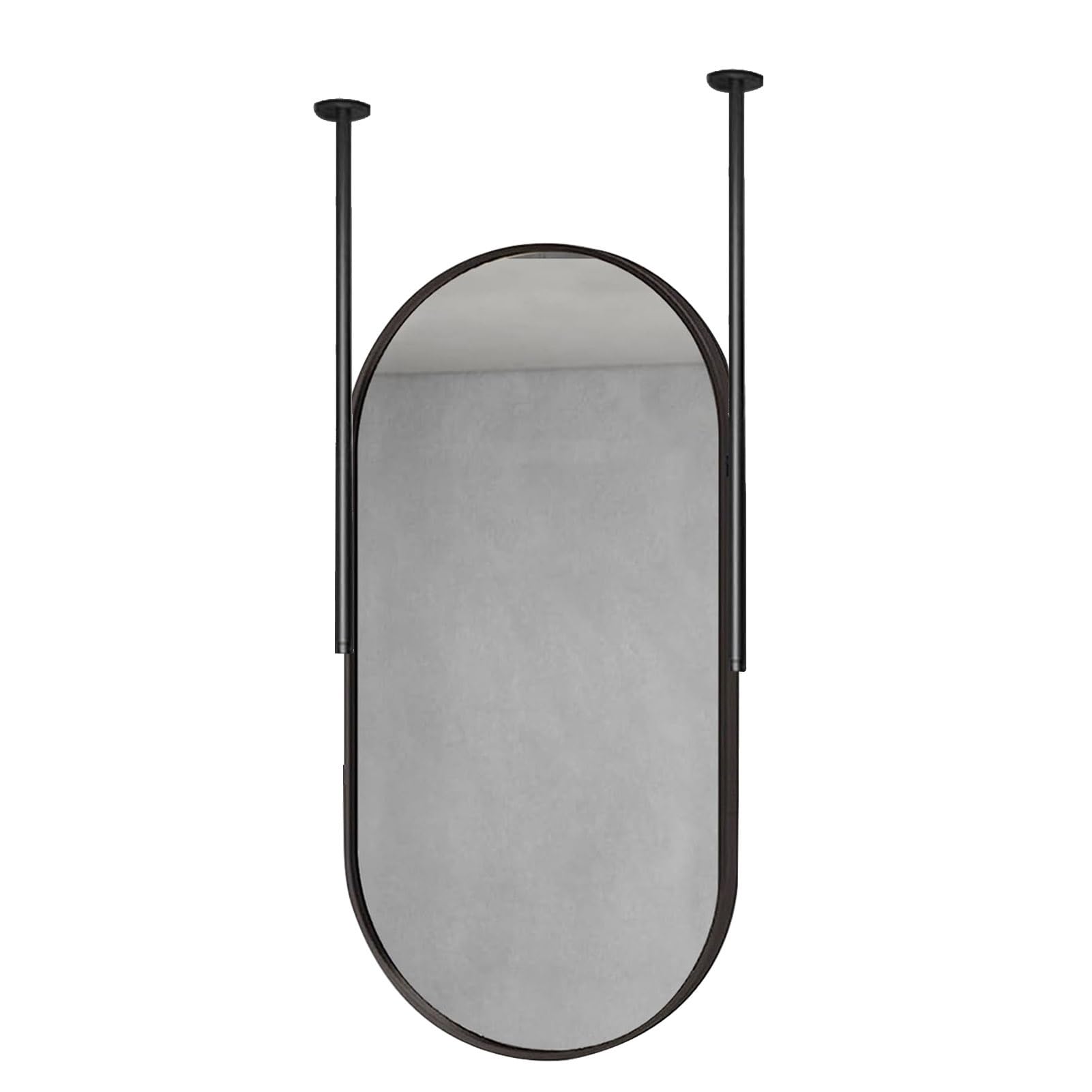 Gaommini Oval Wall Mirror with Gold Metal Frame and Ceiling Hanging Boom