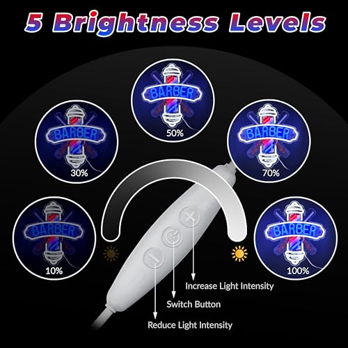 Image of Barber Neon Sign for Barber Shops Hair Salon Decor Dimmable Barber Neon Light for Hair Beauty Salon Store Man Cave Pub USB Powered Light Up Business Store Sign Gift for Hairdresser