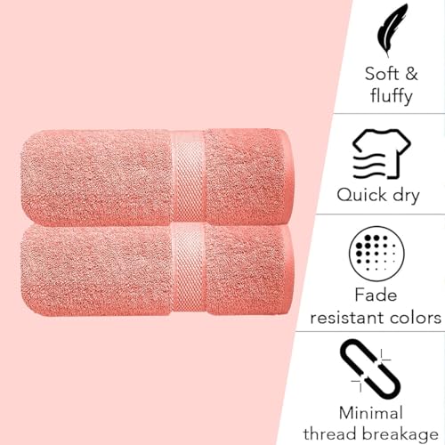 Image of Sulfar 100% Combed Cotton, Quick Drying Highly Absorbent, Luxury Hand Towel Set (Pack of 2, 40 X 70 cm) Coral Pink