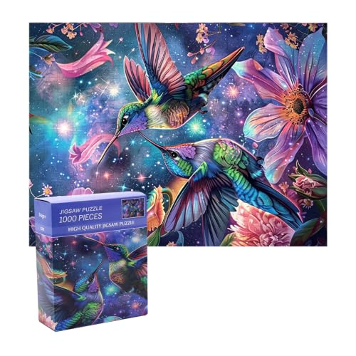 1000 Piece Puzzle for Adults, Starry Blossom Hummingbird Puzzle, Challenging, Relaxing Stress Relief Activity, Birthday Gift Idea for Jigsaw Lovers (15 * 10 Inch)