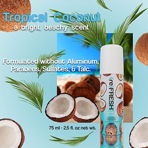(Re)Fresh Tropical Coconut Mini Dry Shampoo - Fast Absorbing Powder - Benzene Free Cleanses And Refreshes Your Hair (1 Pack, Coconut) #TOP3