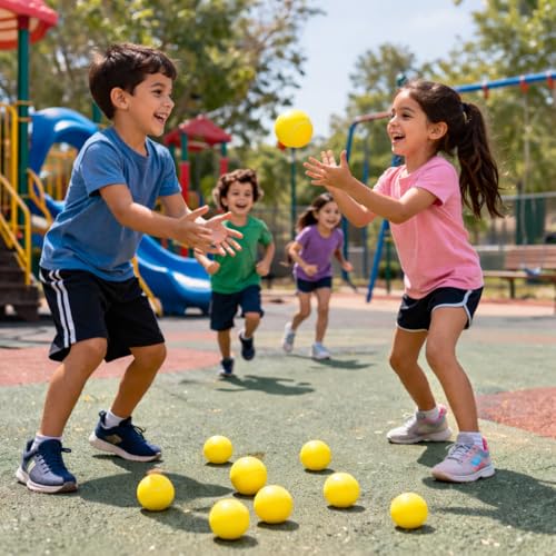 Image of Asera Tennis Ball Style Soft Sponge Balls for Kids, Set of 12 | Lightweight Yellow Sports Play Balls for Indoor & Outdoor Games | Safe Soft Foam Toy for Toddlers, Birthday Return Gifts & Party Favors