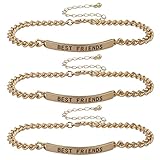 Lux Accessories Gold Tone Best Friends BFF ID Bracelet Set Trio