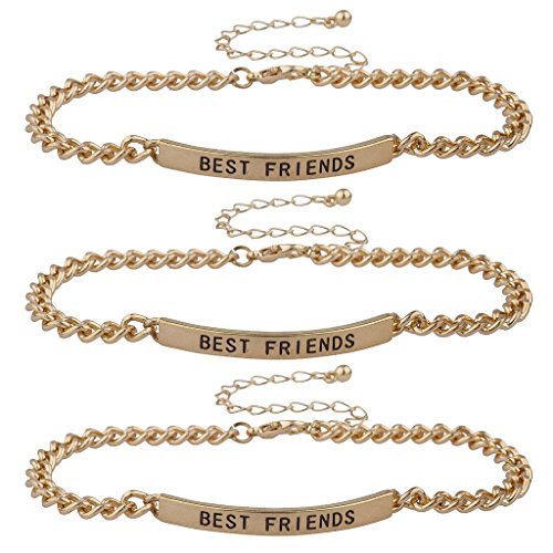 Lux Accessories Gold Tone Best Friends BFF ID Bracelet Set Trio