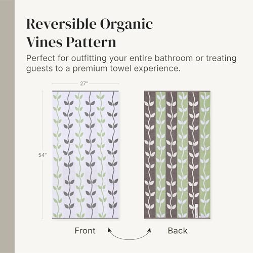 Image of Modern Threads 6 Piece Bath Towel Set - Bathroom Set with 2 Bath Towels, 2 Hand Towels, and 2 Wash Cloths - 100% Cotton, Super Absorbent & Extra Soft - Reversible Natural Vine (Gray)
