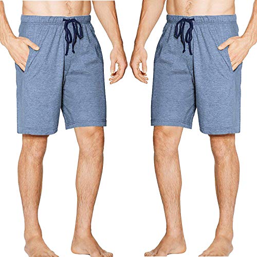 SGNOIEY Men's Sleep Shorts Comfort Cotton Knit Sleep Shorts & Lounge Wear with Pockets 2-Pack