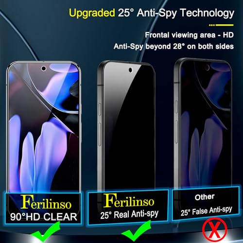 Image of Ferilinso Privacy Screen Protector for Google Pixel 9 Pro XL,Tempered Glass