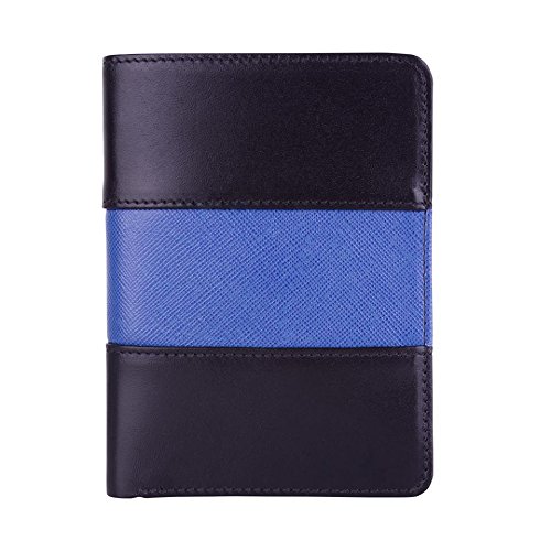 Police Badge Wallet, All Leather, Fits Any Shape Badge-Thin Blue Line (Clip Back)