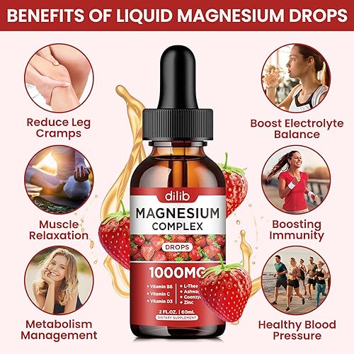 Dilib MAGNESIUM-DP-1 Triple Magnesium Complex Supplement, Magnesium Glycinate, Blend, Citrate Liquid Drops 1000Mg With Ashwagandha, Coq10 thumb #2