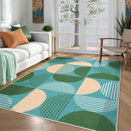 LEEVAN Easy Jute Rainbow 5x7 Living Room Rugs, Washable...