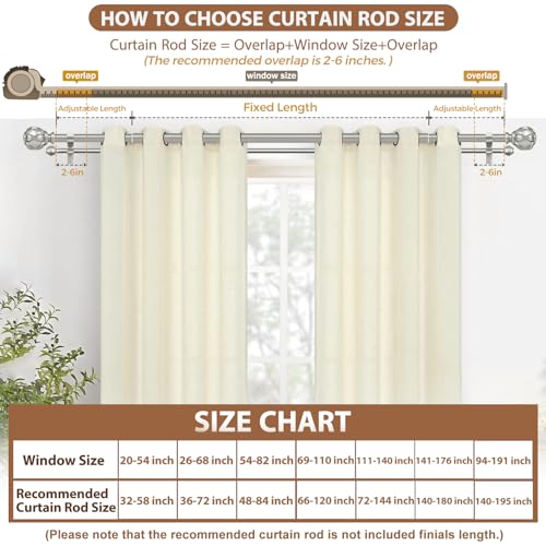 Image of KAMANINA 1 Inch Double Curtain Rods for Windows 36 to 72 Inches (3-6 Feet), Silver Heavy Duty Double Curtain Rod, Telescoping Drapery Rod with Netted Texture Finials