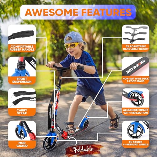 Image of Lightweight and Foldable Kick Scooter - Adjustable Scooter for Teens and Adult, Alloy Deck with High Impact Wheels (Graffiti)