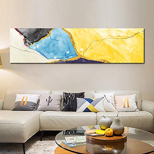 Art Abstrait Mur Art Toile Jaune Bleu : Habiller un Grand Mur de Salon
