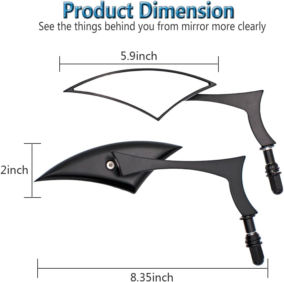 Handlebar Mount Mirrors,Left & Right Side Long Stem Rearview mirrors for 1982-2024 Harley Models,for CVO Dyna Electra Glide Road Glide Road King Softail Street Glide Sportster 1200 883,Black