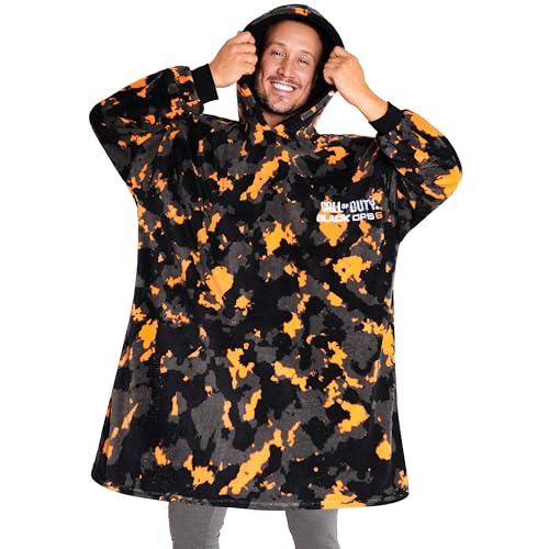 Call of Duty Sudadera Oversize Hombre y Adolescente con Capucha, Camuflaje Poncho Manta con Mangas, Regalo para Hombres (Naranja/Gris Camo)