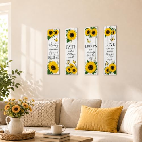 Image of Zesta Wooden Wall Hanging Decorative Items /Hanging Home Wall Decor Items /MDF Decoration Items for Home /Cute Wall Art For Living Room /Home Decor Items Living Room (Believe Faith Dream Love)