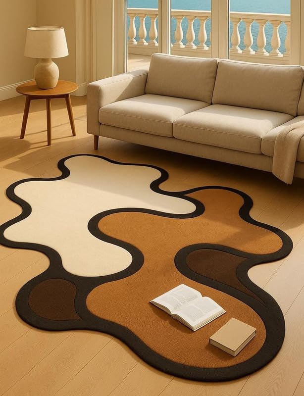Handmade Irregular Shape Carpet Woolen Colorful Modern Rug for Home Size 5x8-image-42