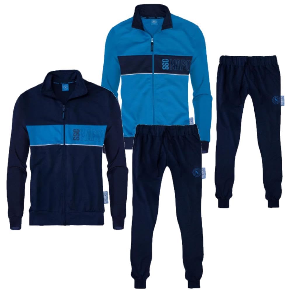 Generico Tuta Napoli Cotone Garzato Tuta Homewear Full Zip | Pigiami Calcio Personalizzati Con Nome e Numero PS 46643