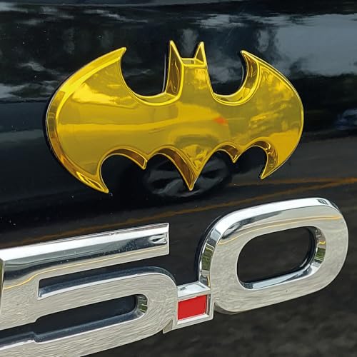 Image of Fan Emblems Batman 3D Car Badge - 1989 Batwing Logo (Yellow Chrome: 3.8 x 1.8 x 0.2 inches)