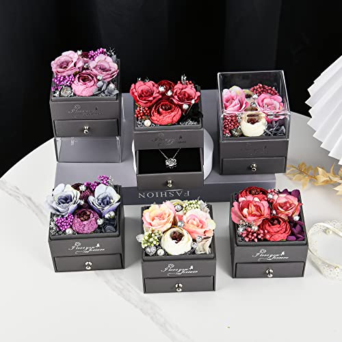 Artificial Flowers Gifts For Women Valentine For Her Gifts Mom Birthday Gifts Gift Cards Mothers Day For Grandma Gifts Mothers Day Flowers For Delivery Preserved Flower Gifts Box(Purple) #TOP6