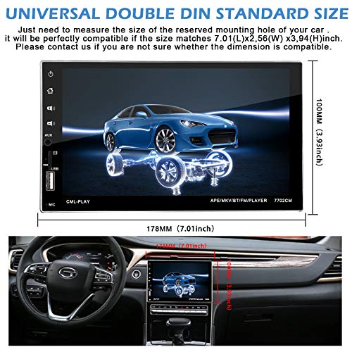 Double Din Car Stereo with 7 Inch Capacitive Touchscreen, Bluetooth Handsfree, 2 Din Car Audio Receiver FM Radio Player with Backup Camera, Phone Mirror-Link, Voice Assistant, Steering Wheel Control - Thumbnail 4