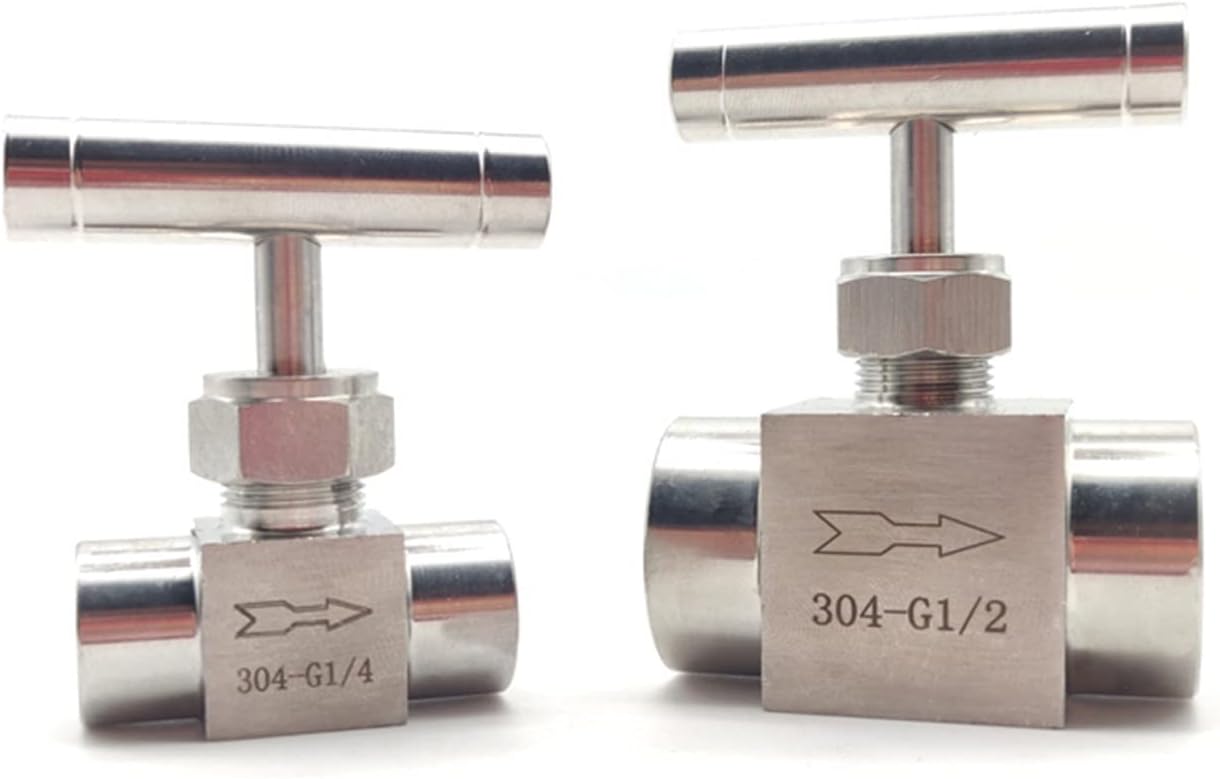 Female Thread Globe Valve 1/8" 1/4" 3/8" 1/2" 304 Stainless Steel Needle Valve Flow Regulating Valve(1/8 Inch)