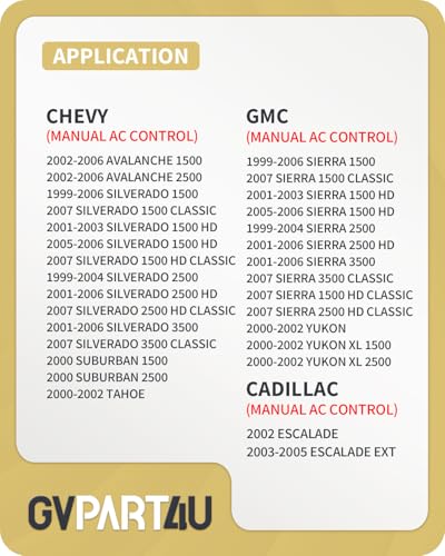 Image of Blower Motor Resistor 1999-2006 for Chevy Silverado Suburban Tahoe | Only Fit Manual AC System, Fit for Avalanche GMC Sierra Yukon, 89019089 22807122 2000 2001 2002 2003 2004 2005