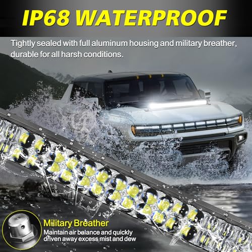 Image of 30 Inch LED Light Bar Kit with Wiring Harness 5D Optics Lens | 300W Double Row LED, Spot Flood Combo Offroad Driving Light Super Bright Bumper Grille Light Bar for Trucks Pickup SUV UTV