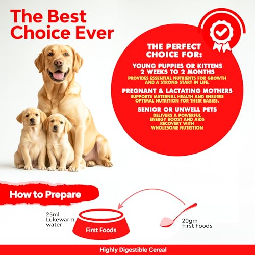 Image of First Foods Hypoallergenic Puppy & Kitten Cereal 300g Pack of 3|Protein, Prebiotics & Probiotics|Easy Digestive Weaning Food for Puppies & Kittens (15 Days to 2 Months)|Supports Immunity & Gut Health