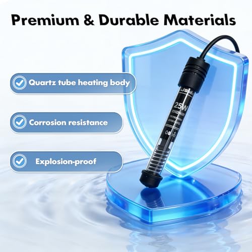 Image of Orlushy Submersible Aquarium Heater, Adjustable Fish Tahk Heater with Free Thermometer Suitable for Marine Saltwater and Freshwater