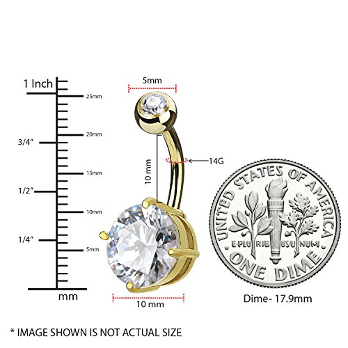 Bodyj4You 5Pc Belly Button Rings Flower Bow Large Cz Goldtone 14G Dangle Stainless Surgical Steel Barbell Cz Multicolor Crystal Girl Women Teen Gift Jewelry #TOP4