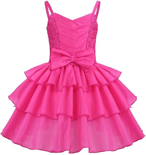 Ripening Baby Girls Stylish Princess Dresses Satin Pretty Birthday Kids Frock