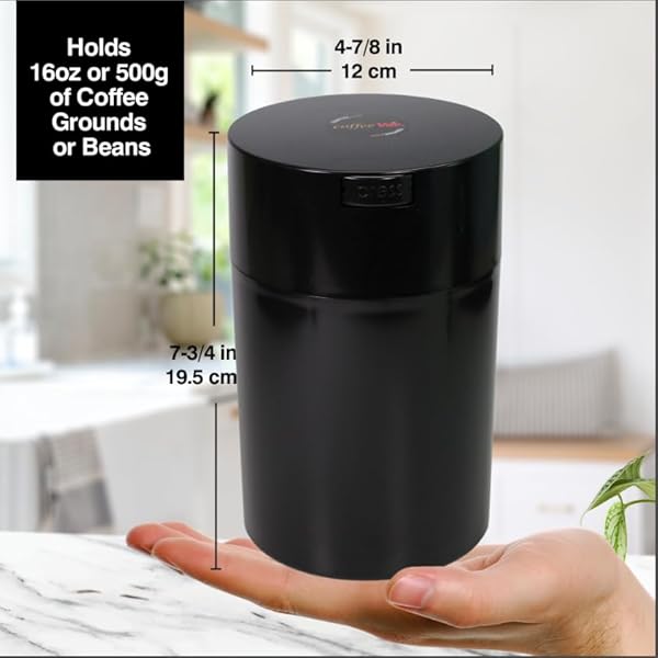 Tightpac America Coffeevac 1 Pound Vacuum Sealed Storage Container, Solid Black Body/Cap by COFFEEVAC - Image 4