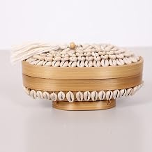 Bali Deniz Kabuklu Bambu Oval Saklama Kutusu 20x12 x10 cm
