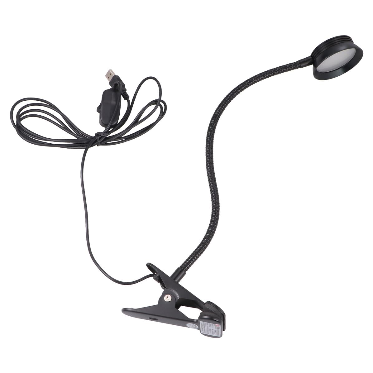 Lampada da Lettura a LED USB Clip Regolabile, Luce Bianca a 2 Livelli, Collo di Cigno Flessibile per Studio, Camera da Letto e Viaggio, Luce Portatile per Lettura Notturna