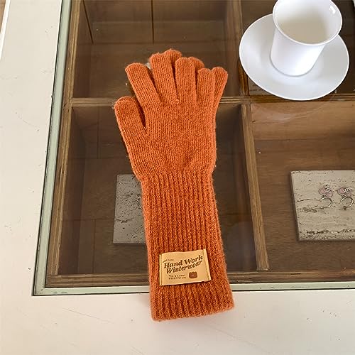 Knitted Candy Color Gloves Winter Full Finger Mittens Stretchy Warm Gloves With Lengthen Wrist Cuffs For Girls Teens4