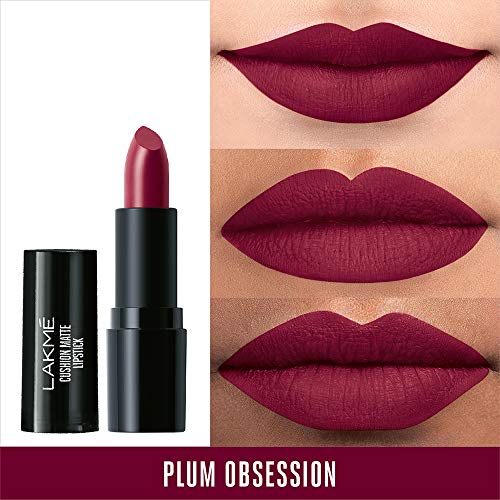 Image of LAKME Cushion Matte Lipstick, Burgundy Bloom, 4.5 g & Cushion Matte Lipstick, Plum Obsession, 4.5 g