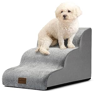 Dog Stairs for Small Dogs, Pet Stairs Toys for High Beds and Couch, Pet Ramp for Small Dogs and Cats, 3-Step Grey