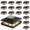 Solar Post Cap Lights Outdoor 16pack, Black Waterproof Solar Powered Deck Fence Post Lights Fit 4x4 Wood/Vinyl Posts, Bright Warm White Solar Post Lights Decorate Deck, Patio, Porch, Fence